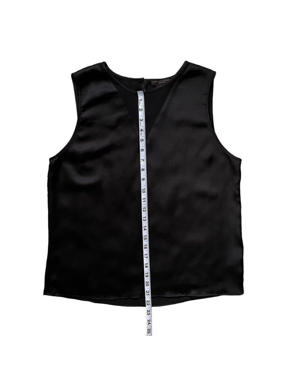 Christian Siriano Sheer V Neck Women's Large Black Sleeveless Blouse Top - Picture 8 of 10